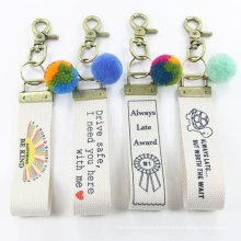 Cheap Wholesale sublimation Printing graphics fabric metal Key chain luxury blanks Wristlet car Keychain